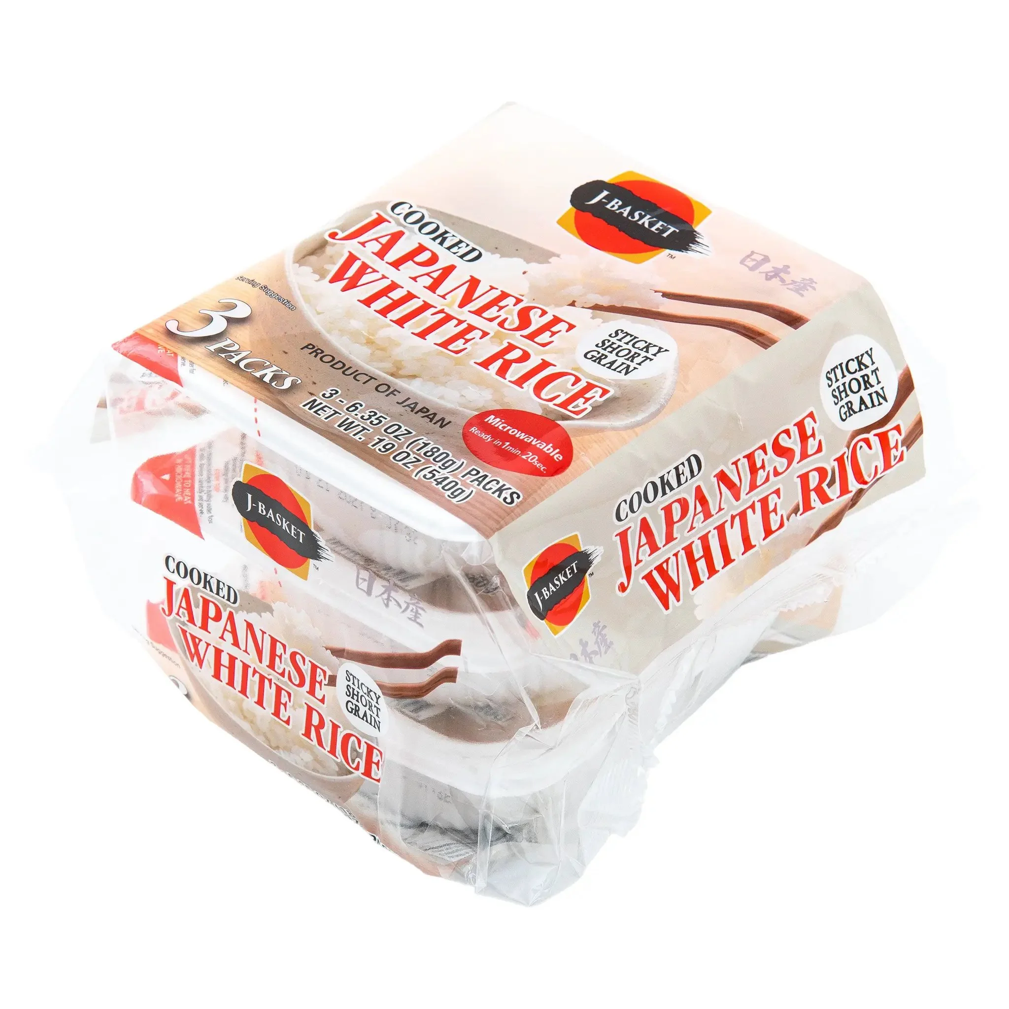 J-BASKET COOKED JAPANESE WHITE RICE 3P